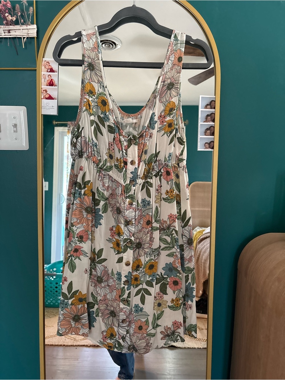 O'Neill Cream Floral Sundress with Pink, Yellow & Green Accents